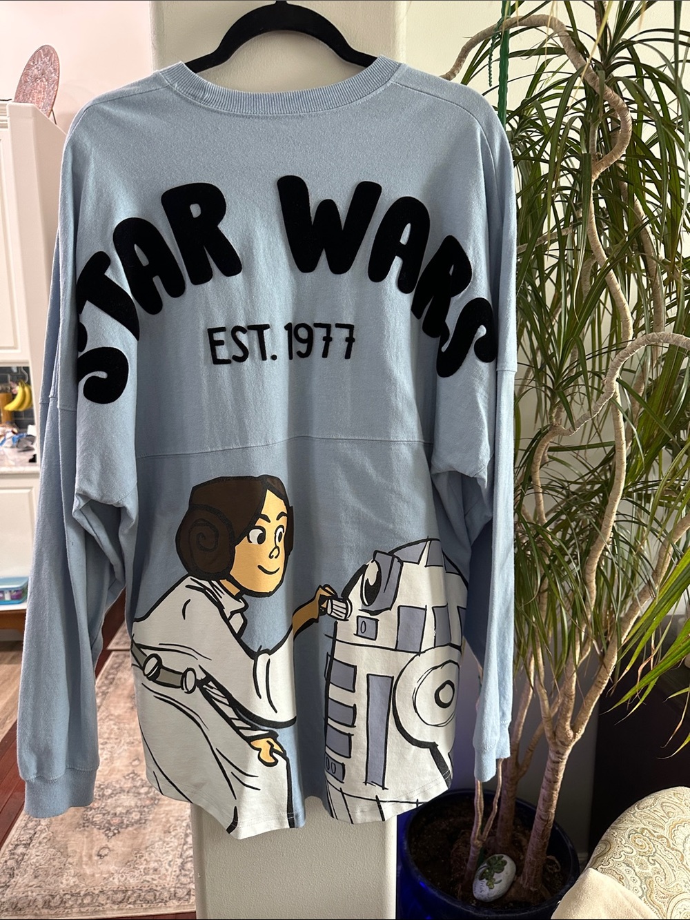 Disney Star Wars Spirit Jersey Adults Long Sleeve Top with Princess Leia & R2-D2
